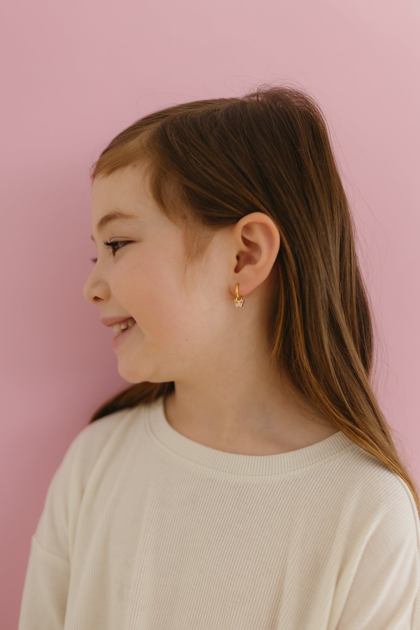 Dainty Color Block Butterflies | Gold Hoop Earrings